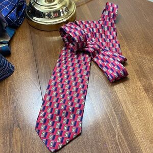Robert Talbott Red and Gold Geometric Tie